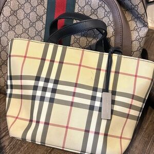 Burberry Yellow  vintage and Black Check Tote